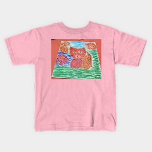 Cat on mushrooms Kids T-Shirt